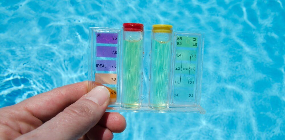 Pool chemicals Testing the pool water quality